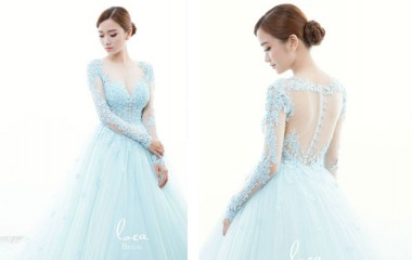 SAY ĐẮM với 10 mẫu váy cưới màu xanh đẹp nhất dành cho Cô Dâu  OECC